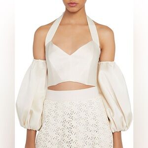 Alice and Olivia puff Mari Halter-Neck Crop Top Size 0 NWOT